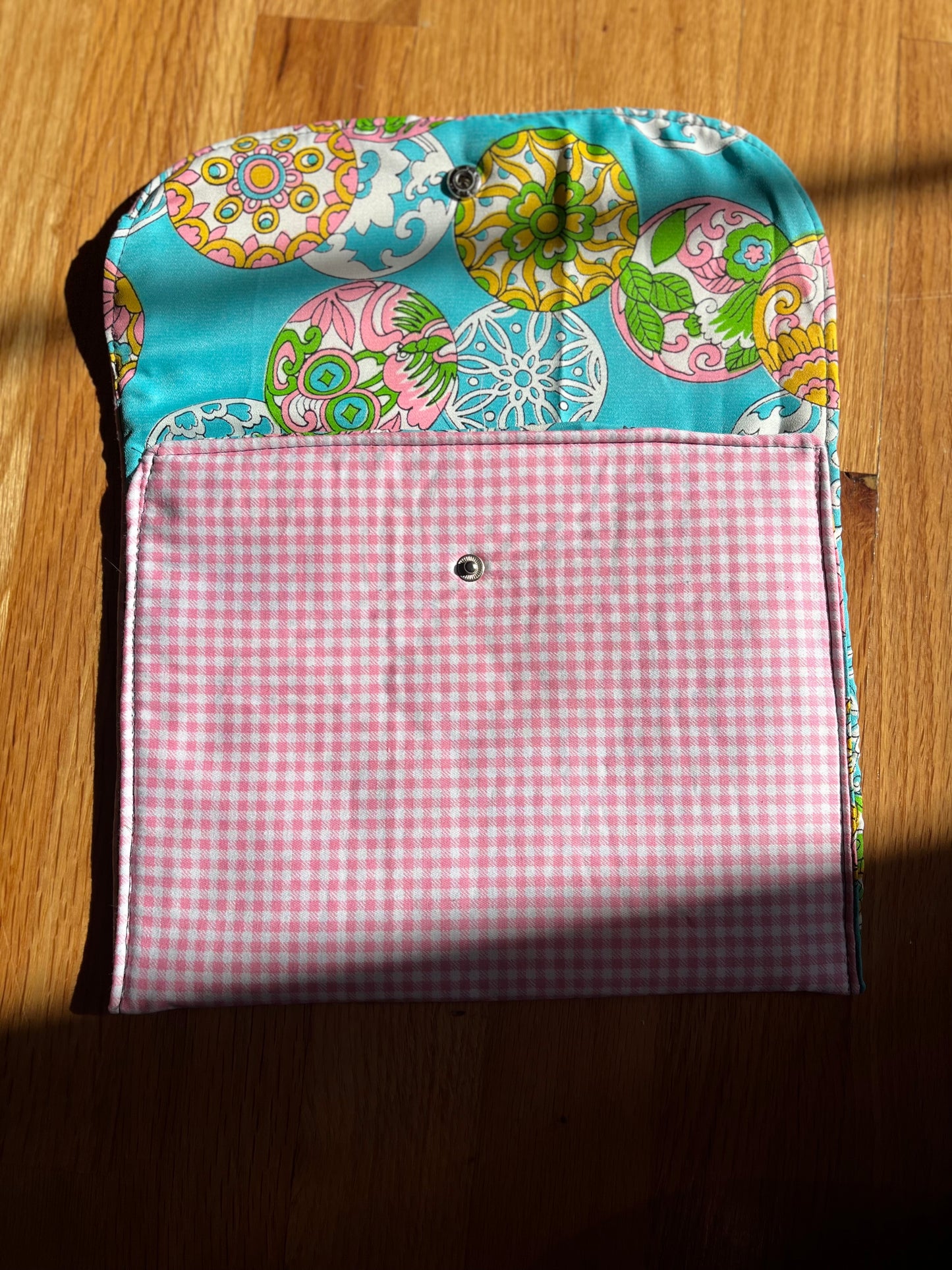 Pink checker pocket bag