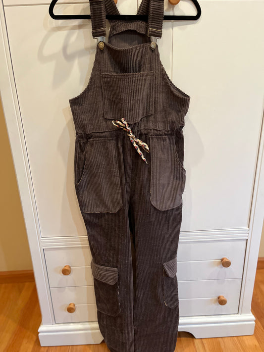 Neutral corduroy overalls